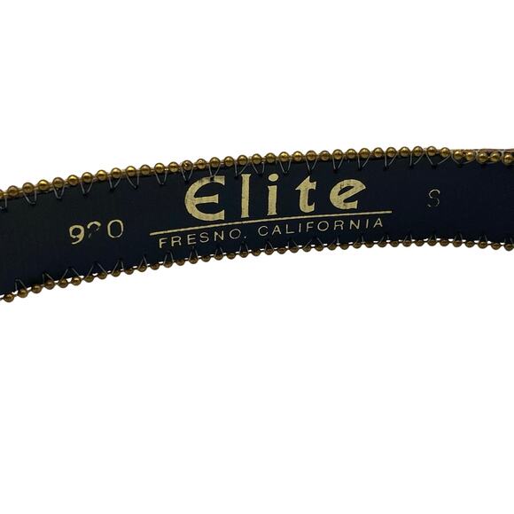 Vintage Elite Gold Metallic Belt Disco Beaded Edge 70s 80s Statement Small - Picture 4 of 5
